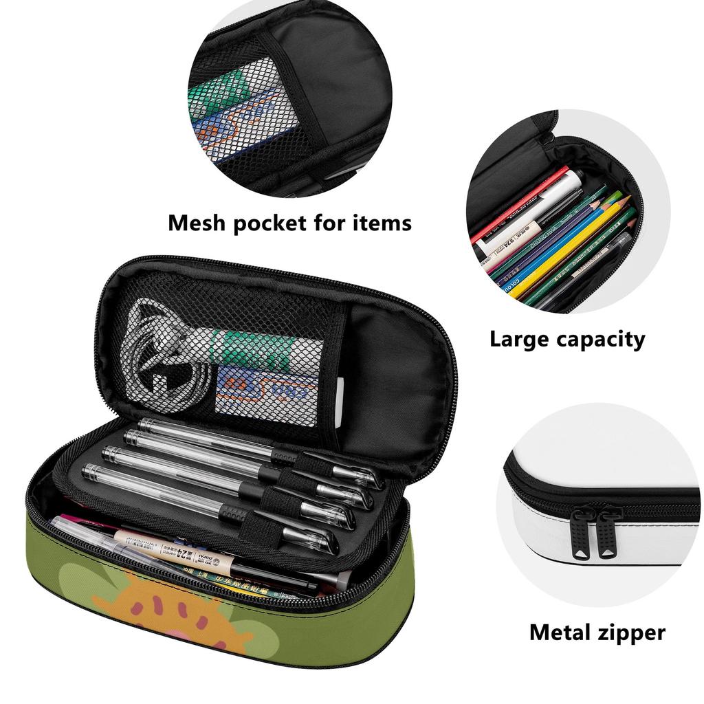 Pencil Bag 300D Polyester Large Capacity Zipper Closure with Main Compartment Mesh Pocket and Pen Slots for Middle School Students