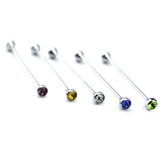 Men's Formal Shirt Collar Pin Rhinestone Bar Clasp Clip Barbell Lapel Stick