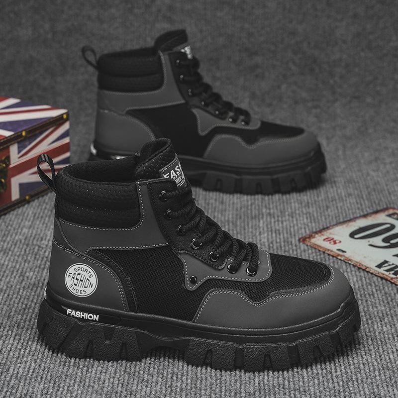 Martin boots men's autumn breathable high-top British style retro tooling boots outdoor mountaineering desert combat rhubarb boots