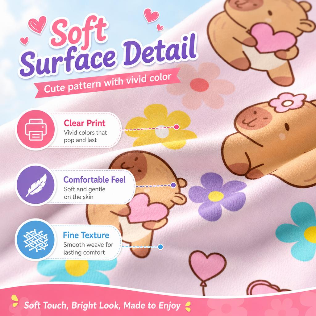 Cute Capybara Pink Beach Towel Flat Print Soft Quick-Dry Microfiber Large Bath Towel for Summer Beach Travel Outdoor Gift
