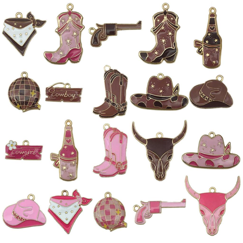 Western Cowboy Hat Boots Keychain with Horse Pendant