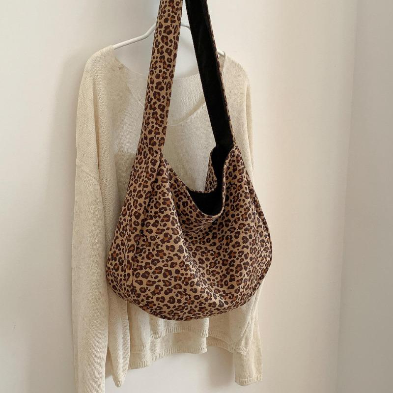 Autumn and Winter Retro Suede Bag Simple and Versatile Light Commuter Tote Bag Female Leopard Print Large Capacity Shoulder Bag