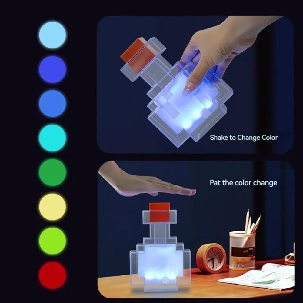 Mini MC Game Night Light Change Color Liquid Medicine Bottle Model Type C Rechargeable Game Room Atmosphere Decoration Toy Gift