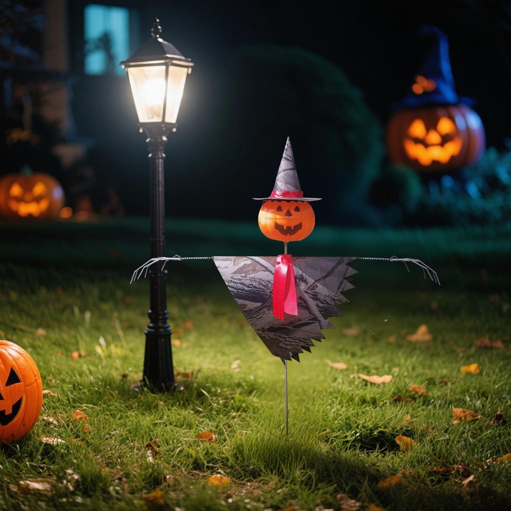 Halloween Pumpkin Head Scarecrow Ground Pile Layout Props Ornaments Decoration