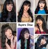 Synthetic Brazilian Brown/Black Cosplay Wig Long Wavy With Fluffy Bangs Wigs For Women To Wear Daily/Cosplay Heat-Resistant