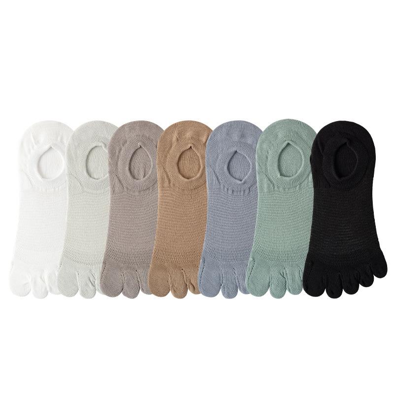 Men Summer Thin Shallow Mouth Invisible Boneless Anti Pilling Can Not Drop Heel Five Finger Socks