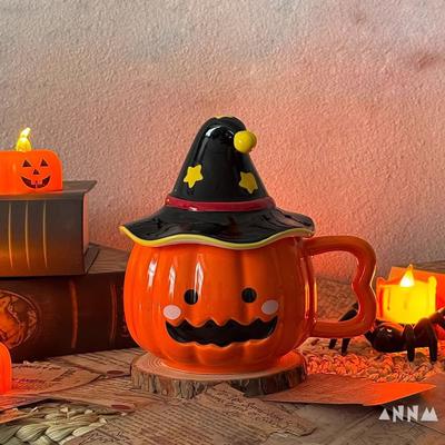 Halloween Pumpkin Mug Decoration, Cute Pumpkin Mug, Ceramic Pumpkin Coffee Mug, Suitable For Men, Women, Friends, Colleagues, Children And Birthdays