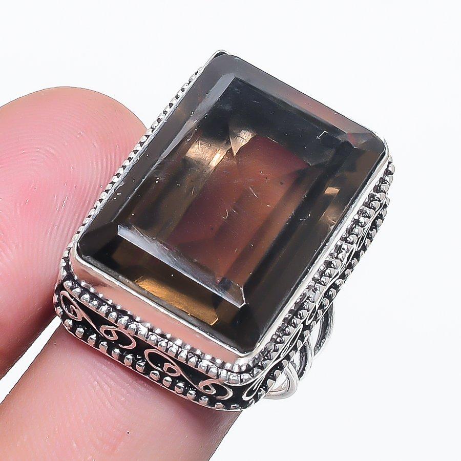 

Natural Smoky Topaz Gemstone 925 Sterling Silver Jewelry Ring Size 9 B8h00
