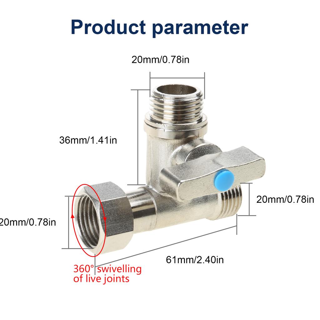 Tee Stop Valves Feed Water Adapter 1/2 X 1/2 X 1/2 Inch Compression Tee Valve Tee Fitting Tee Connector Adapter Enduring