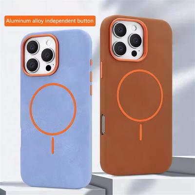 Luxury TPU Leather Magsafe Phone Case For iPhone 16 15 14 13 Pro Max Magnetic Wireless Charging Alloy Lens Shockproof Cover