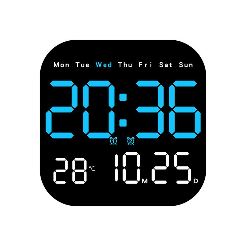 Large Display Digital Wall Clock Temperature Display Date Display Electronic Table Clock 12/24H Format Brightness Adjustment
