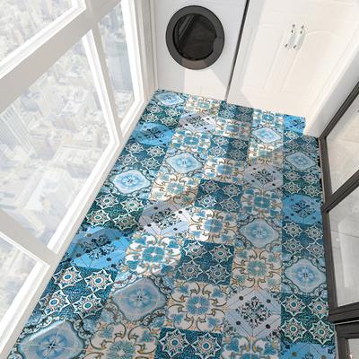 10pcs Vintage Floral Pattern Matte Surface Tile Floor Sticker Film For Tiles /Ground In Kitchen Bedroom Peel & Stick Wallpaper