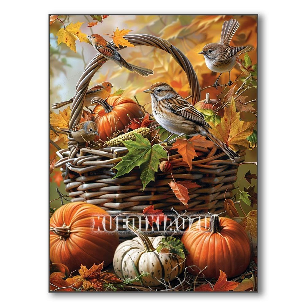 Set Pictură Diamant 5D Dovleac Peisaj de Toamnă Broderie Diamant Mozaic Artă Diamant Complet Imagine DIY Decor de Halloween Cadou