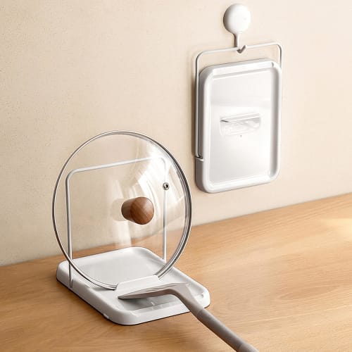 PAVSTINE Foldable Ladle and Pot Lid Stand, Ladle Rest, Pot Lid Rest, Chopstick Holder, Non-Slip, Rust-Resistant ABS Ladle Stand, Approx. W14 X D19 X H