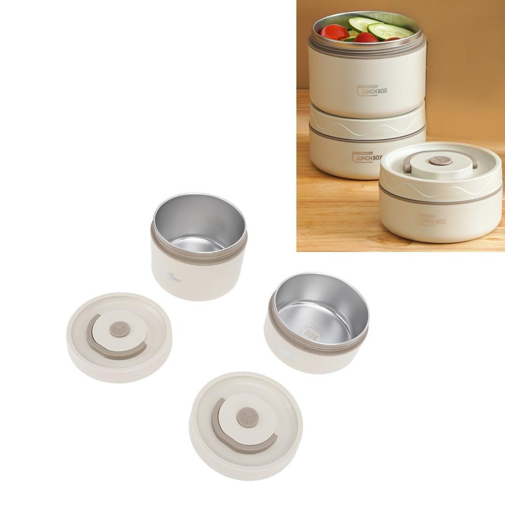 2PCS/3PCS/4PCS Round Shape Thermal Bento Box Stackable Food Container  For Picnic