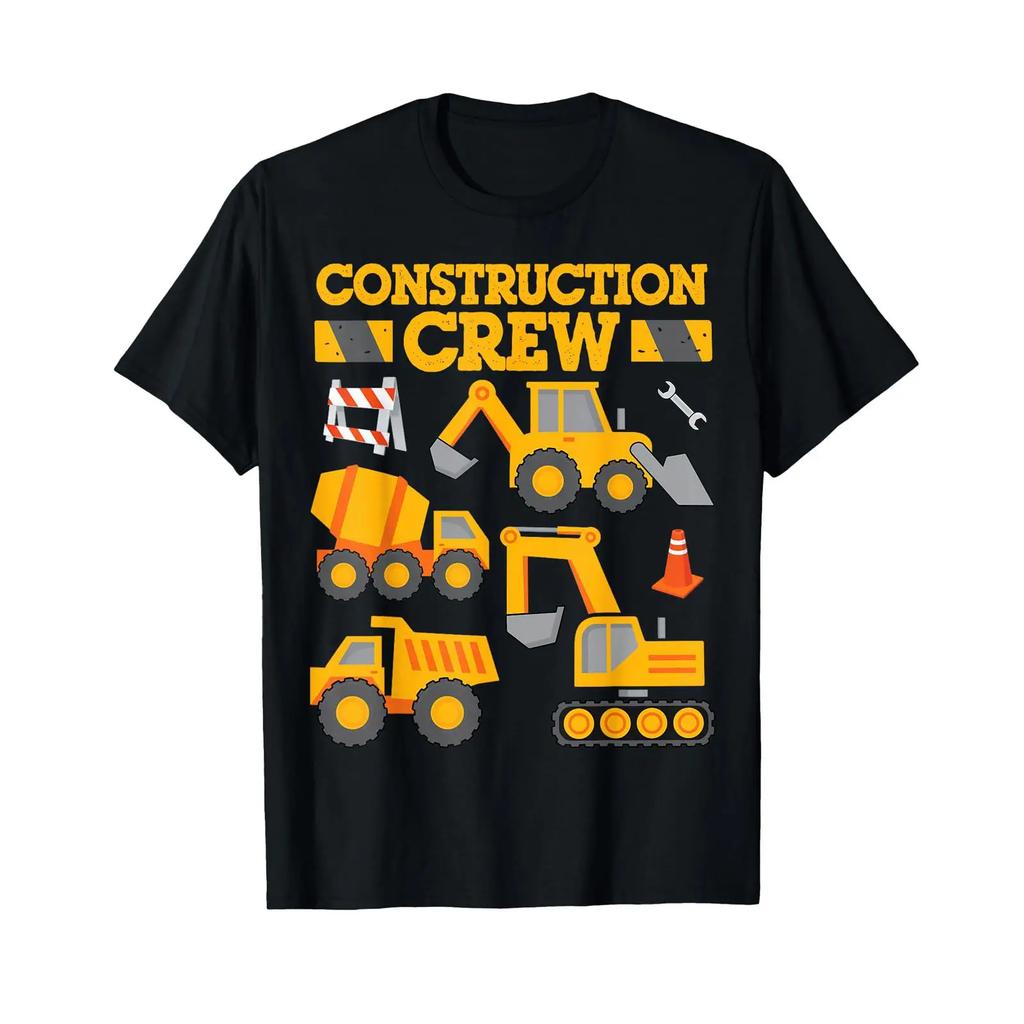 Construction Crew Worker Excavator T Shirt Toddler Boys Girls Vintage Washed Unisex Streetwear Stretched Comfortable Homme