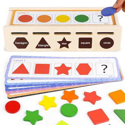 Wooden Color Shape Sorting Box Montessori Toys Color Shape Sorting Toy Preschool Early Learning Educational Toy for Kids Gifts