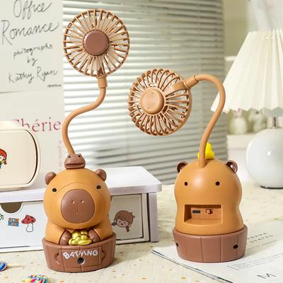 Kawaii Capybara Charging Fan  Pencil Sharpener Folding Soft Cute Cartoon USB Desktop Fan Children's Holiday Gift School Supplies