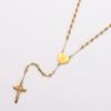 Pendentif Croix Plaqué Or 18K Imperméable Bijoux Collier Chapelet en Acier Inoxydable pour Femmes