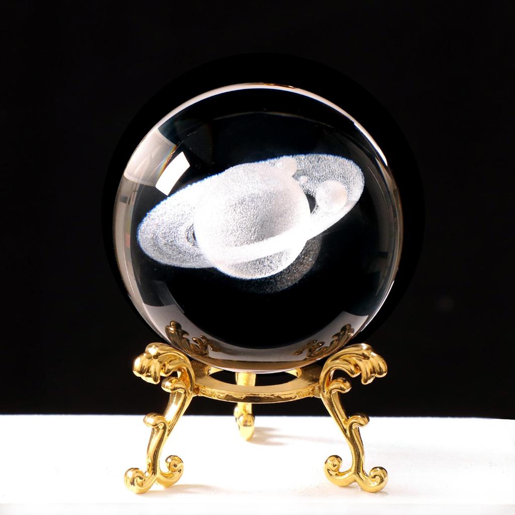 3D Laser-Engraved Crystal Ball: Galaxy Rose & Little Prince Gift