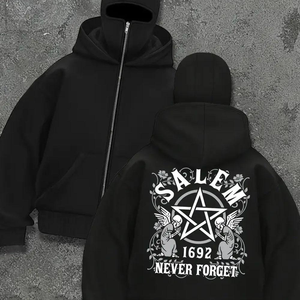 Pánská mikina na zip s potiskem vzoru King, cool černá bunda, sportovní a ležérní volná podzimní/zimní mikina v retro módním stylu