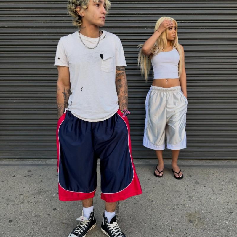 Color Block Casual Shorts Men Women Loose Thin Streetwear