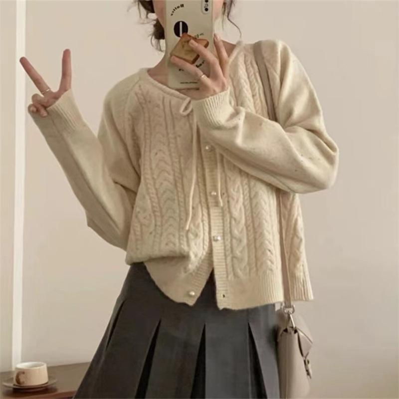 JKASHDK Women's Fashion Casual Fall Winter Solid Color Print Long Sleeve O-Neck Sweaters