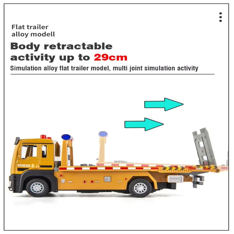 Simulation Alloy Truck Model 1/32 Die-cast Flatbed Trailer Truck with Sound and Light Detachable Engineering Vehicle Tractor Toy Boy Children Gift