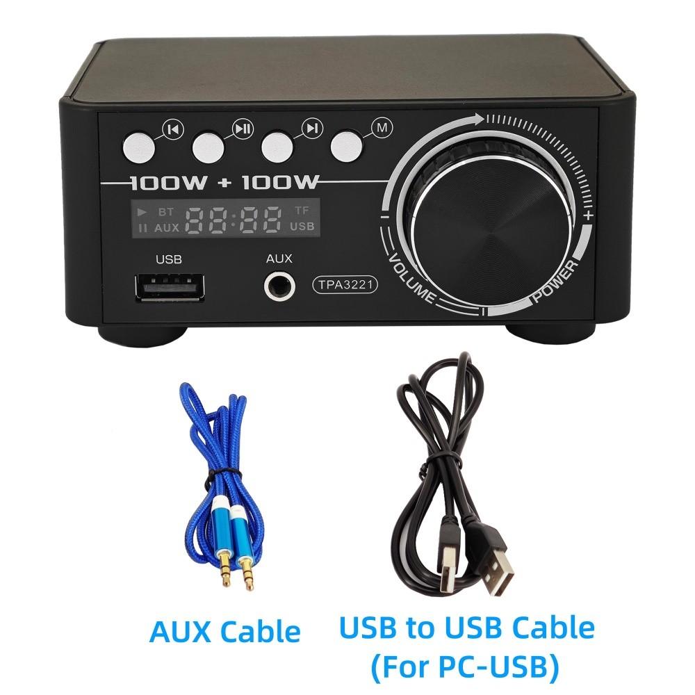 Bluetooth 5.3 TPA3221 Class D Power Mini Amplifier 2.0 Digital Amplifier 100Wx2 200W Home Audio System with PC USB