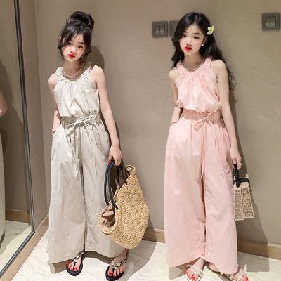 Girls' Summer Strap Set Children's Vest and Wide-leg Pants Two-piece Set Children's Set