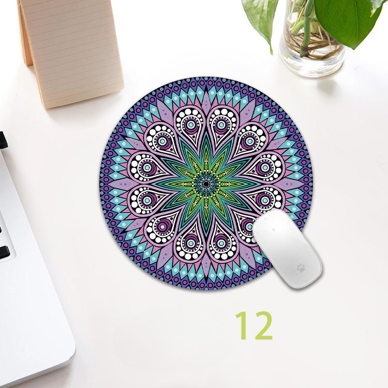 Vintage Bohemian Round Mouse Pad Computer 3D Game Anti Slip Mousepad Mat