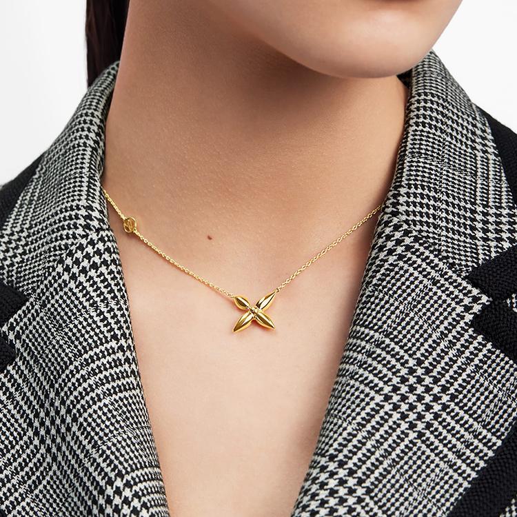 Louis Vuitton Louisette Luxury Personality Metal Necklace Women Necklace Gold M00365