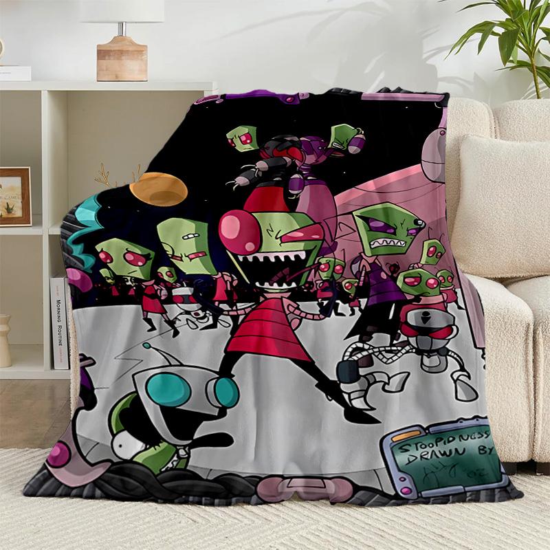 1PC Alien Invasion Pattern Flannel Blanket Gift, Suitable for Both Men And Women, Soft Ideal for Beds And Sofa, Birthday Or Christmas Gift