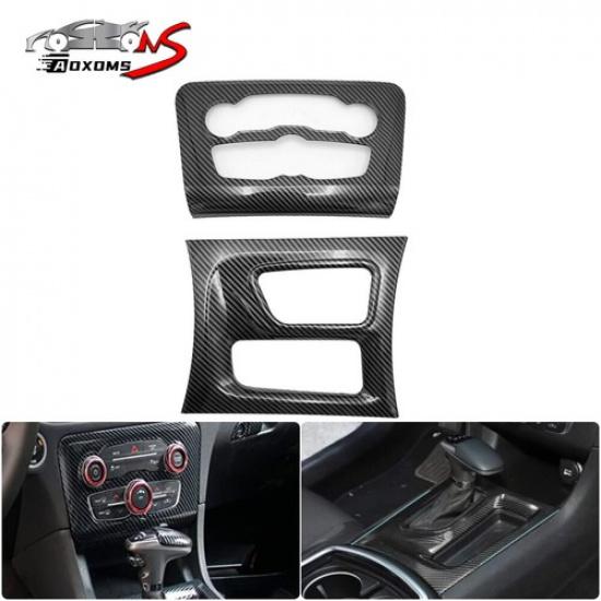 For Dodge Charger 16+ Carbon Fiber Central AC Switch Gear Shift Panel Cover Trim