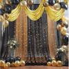 2Pcs Metallic Foil Ceiling Fringe Curta for Birthday Wedding Bridal Shower Party Decorations Hanging Decor 14.7ft (Gold)