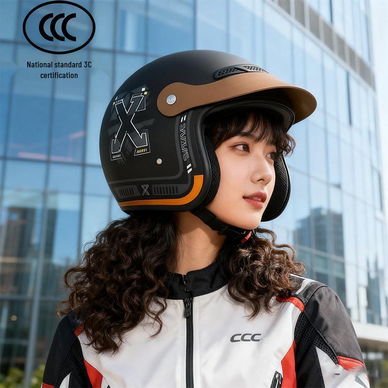 3C Certified Retro Motorcycle Helmet: All-Season Warmth, Safe for Men & Women