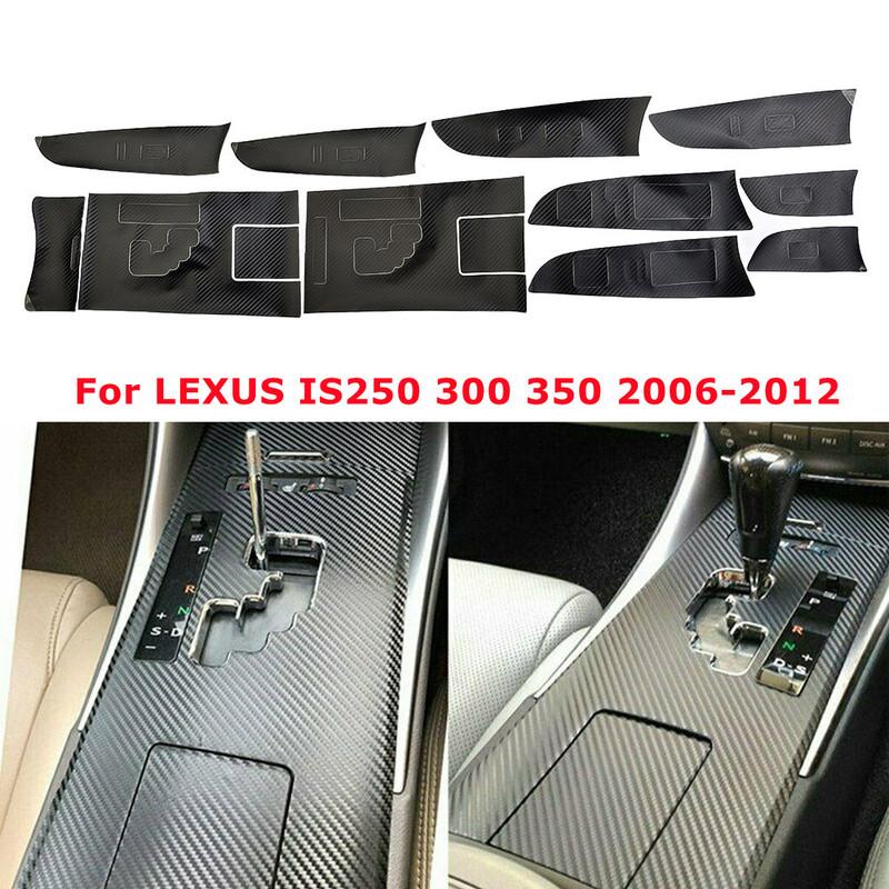 7pcs Car Interior Stickers Black Carbon Fiber For LEXUS IS250 300 350 2006-2012 Gear Shift Box Right-hand Drive