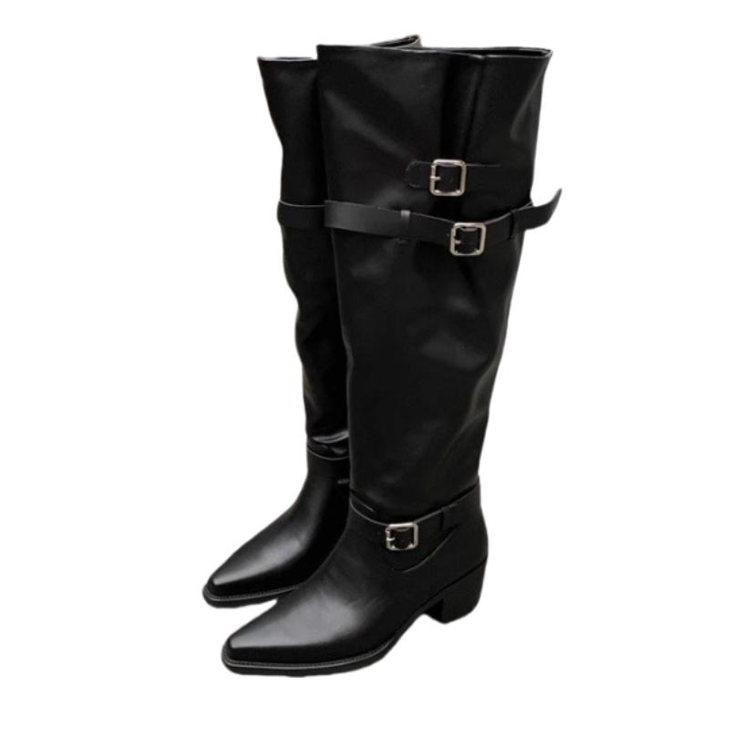 Spitze Zehen Damen High Boots Designer Schuhe mit Absatz Mode Frau Chelsea Boots Winter 2025 Neue Pumps Goth Marke Mujer De Botas