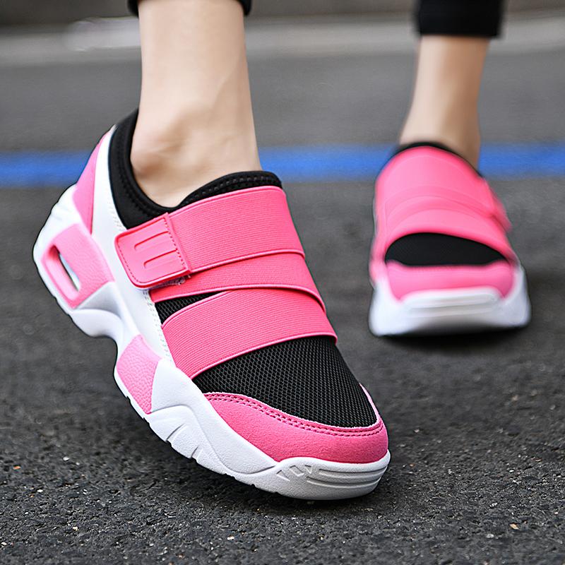 Women's Breathable Mesh Walking Running Shoe Casual Sports Platform Flats Shoe Light Sneakers Vulcanize Shoes Air Cushion Size42