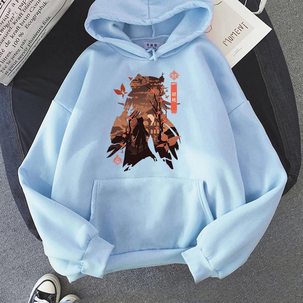 Hu Tao Cosplay Costume Hot Game Genshin Impact Hoody Oversized Clothes Kawaii Cartoon Women Hoodies Men Long Sleeve Streetwear