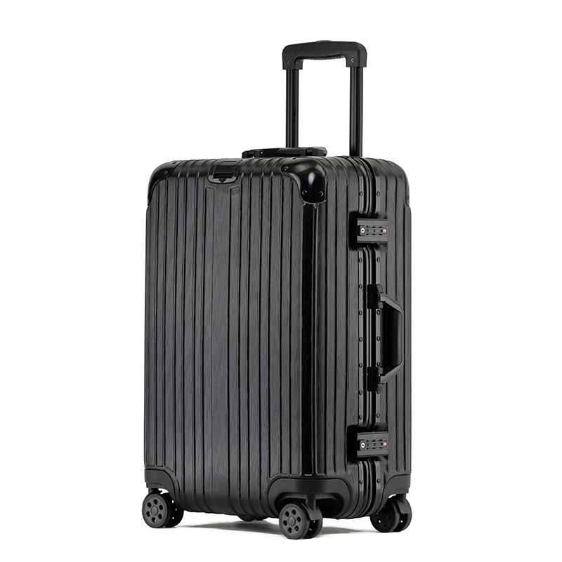 Aluminum-Magnesium Alloy Trolley Case with Universal Wheels, 24" Carry-On for Student Travel & Men's Business, with Combination Lock.