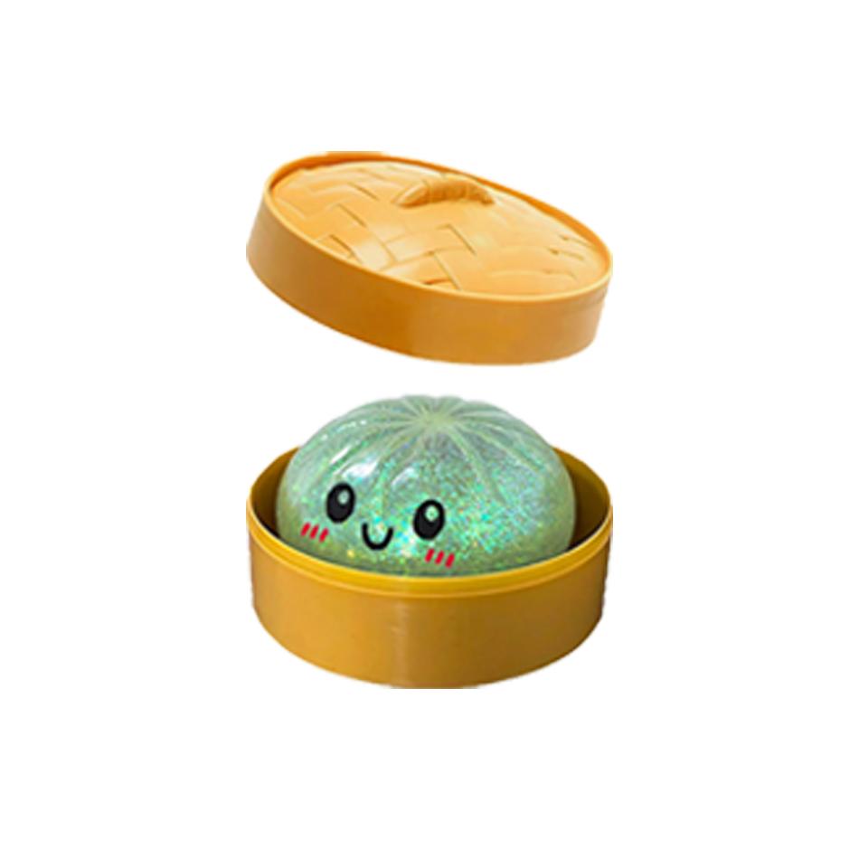 Glitter Dumpling Squishies Toy Bun Baozi Dumpling  Box Colorful Food Squishy Sensory Fidget Toy Anti Stress Squeeze Ball