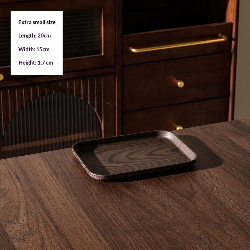 Wood Grain Plastic Food Serving Tray Stackable Dessert Fruit Tray Tea Tray Large Capacity Storage Tray Kitchen Stoage Organizer