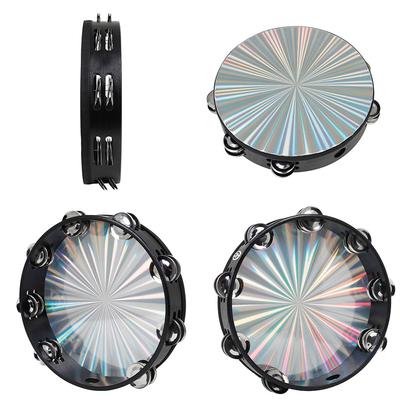 8/10 Inches Tambourine Laser Pattern Orff Instrument Percussion For Children Enlightenment Jingle Bells Reflective Drum Handbell
