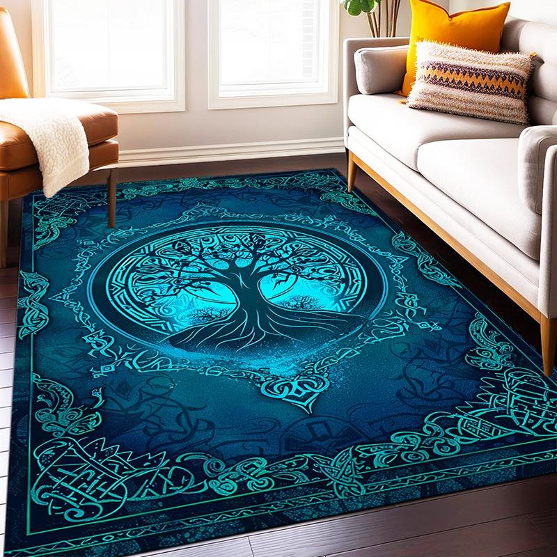 Celtic Tree of Life Area Rug Non-Slip, Fade-Resistant Carpet for Living Room, Bedroom, Game Areas Soft Polyester Home Decor Mat