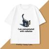 Ich bin verstrahlt T-Shirt Japanisches Katzen-Meme T-Shirt Lässige O-Ausschnitt Kurzarm-Oberteile Damenbekleidung