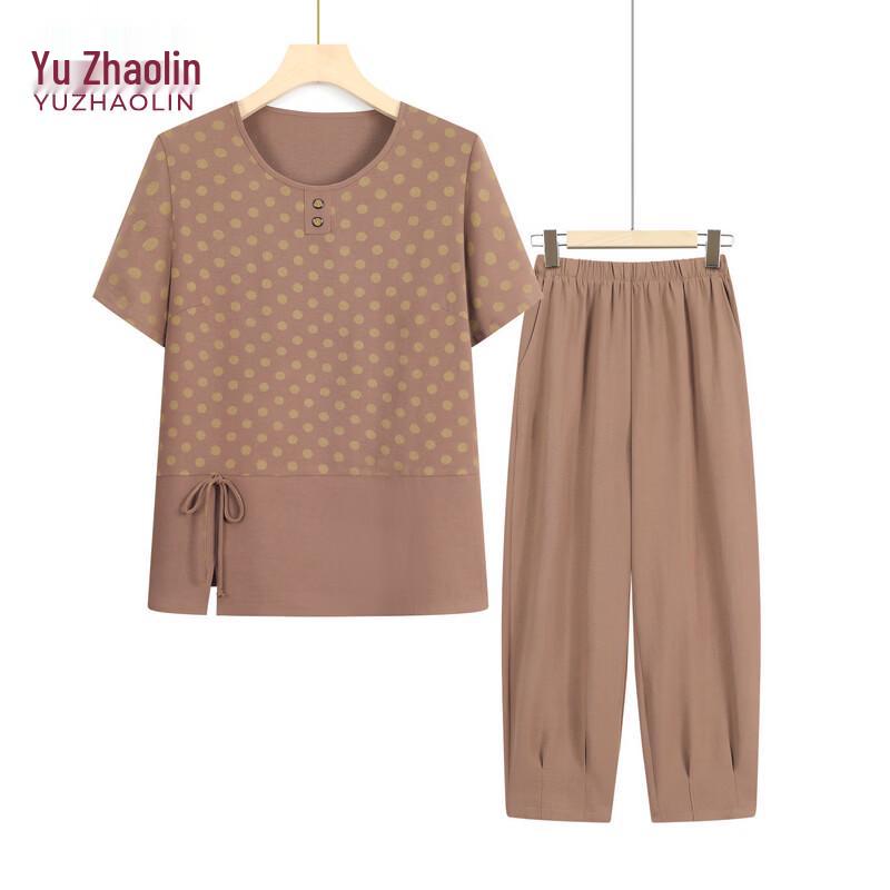 YUZHAOLIN Women s Plus Size Summer Polka Dot Casual Two-Piece Set 3XL