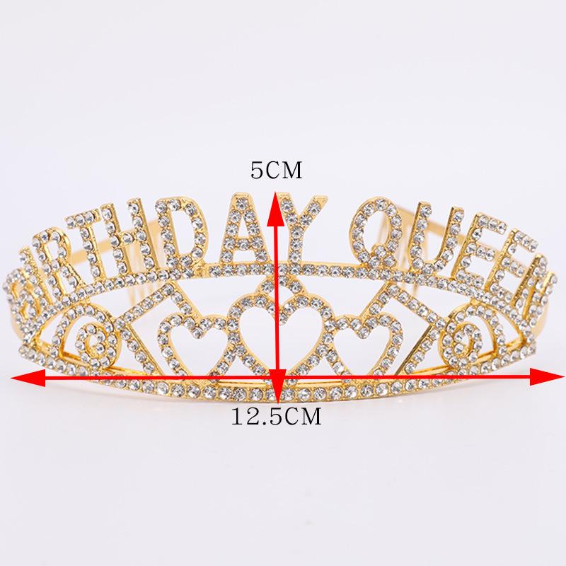 Rhinestone Birthday Queen Crown & Princess Sash Headpiece