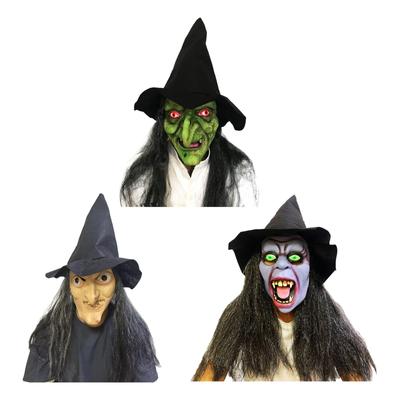 Gruselige Halloween-Hexenmaske, bequem zu tragen für die Maskerade mit Hut
