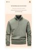 Men's Double-Sided Fleece Hoodie, Autumn Winter Warm Long Sleeve T-Shirt, Half Zip, Stand Collar, Loose Fit.